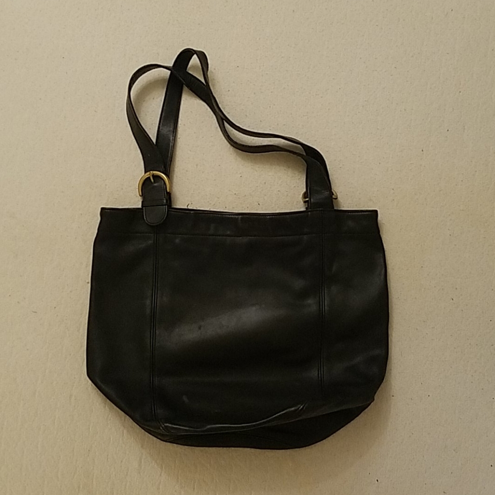Vintage Black Leather Coach Bucket Bag